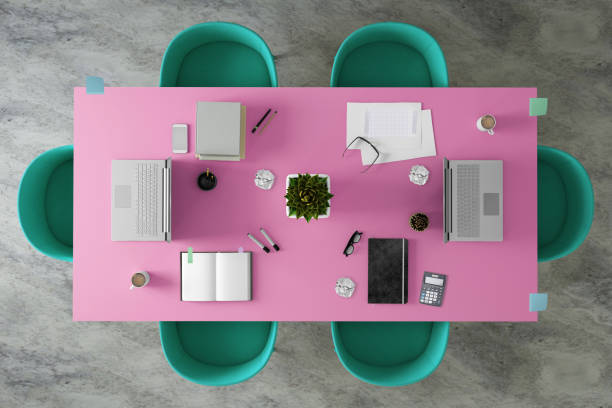 istock Business desk teamwork knolling 684936034