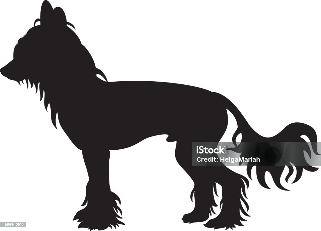 Chinese Crested Dog Vector Silhouette Vector silhouette of Chinese Crested Dog isolated on white background Animal stock vector