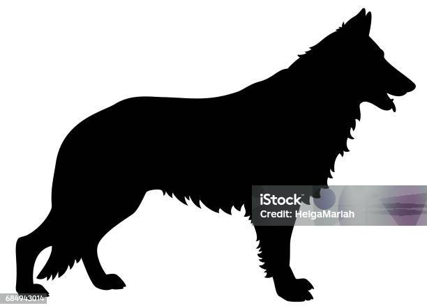 German Shepherd Dog Vector Silhouette Stock Illustration - Download Image Now - German Shepherd, In Silhouette, Illustration