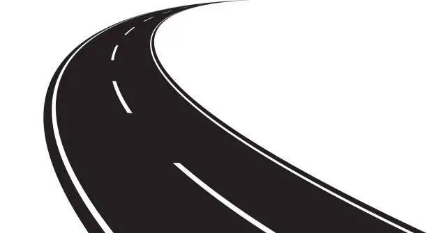 Vector illustration of Curved road