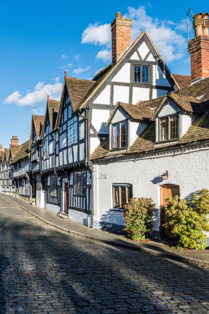 istock Historic Warwick, Tudor black and white timber architecture 684959194