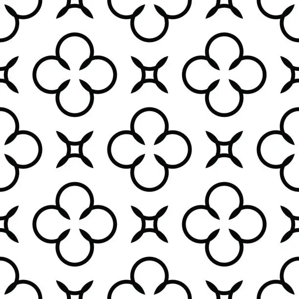 Vector illustration of Black and white floral seamless pattern
