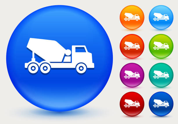 Construction Truck Icon on Shiny Color Circle Buttons Construction Truck Icon on Shiny Color Circle Buttons. The icon is positioned on a large blue round button. The button is shiny and has a slight glow and shadow. There are 8 alternate color smaller buttons on the right side of the image. These buttons feature the same vector icon as the large button. The colors include orange, red, purple, maroon, green, and indigo variations. indigo truck stock illustrations