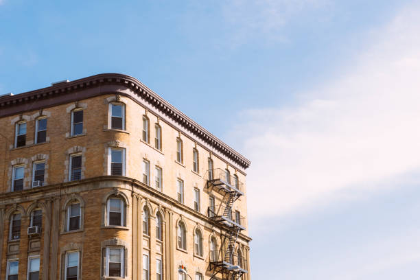 istock Classic NYC Apartment Building with Blue Sky in Harlem 684973614