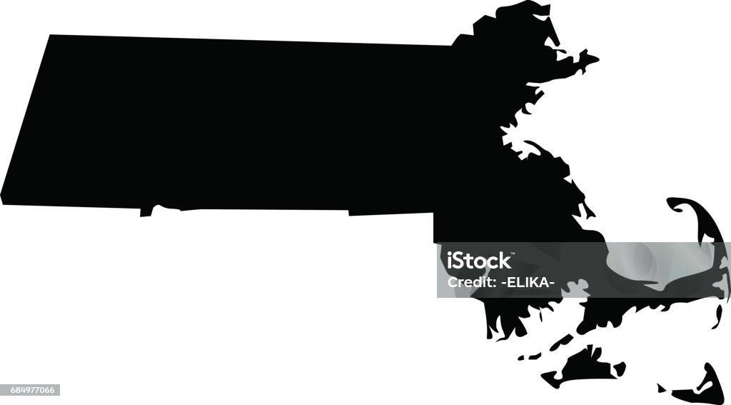 Massachusetts map vector illustration of Massachusetts map Black Color stock vector