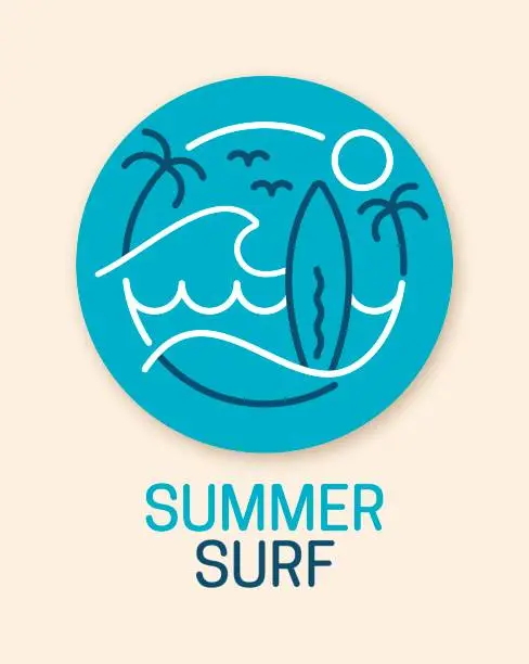 Vector illustration of Summer Surf