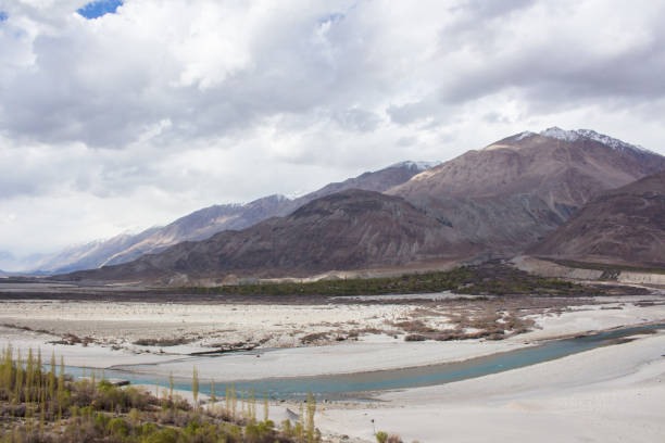 istock The blue Indus river in front of the snow mountain. 684984466