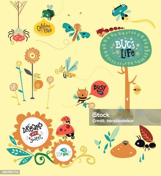 Bugs World Stock Illustration - Download Image Now - Insect, Cute, Ladybug