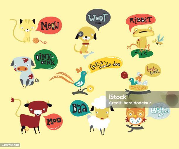 Talking Animals Stock Illustration - Download Image Now - Animal, Animal Themes, Cute
