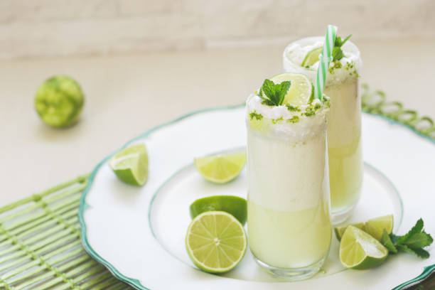 Refreshing  Brazilian lemonade or limeade in two glasses
