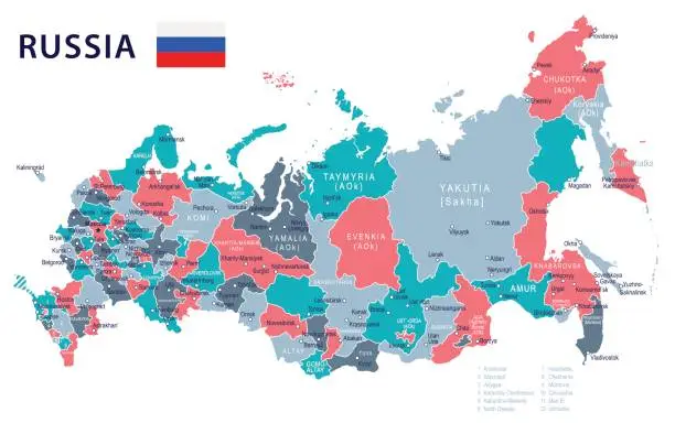 Vector illustration of Russia - map and flag â illustration