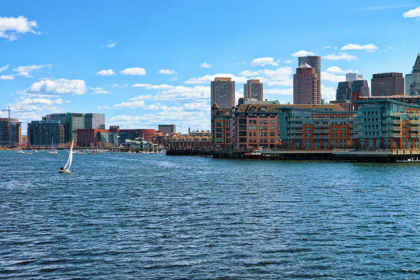 istock Sailing boat with the skyline Boston MA America 685006910
