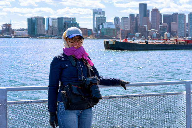 istock Woman at Boston waterfront MA 685014262