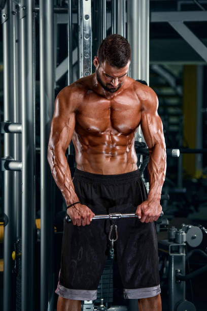 istock Handsome Athletic Men Exercise in the Gym 685015466