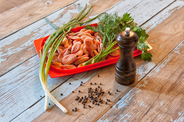istock Multitude of boiled shrimps, close-up 685021416