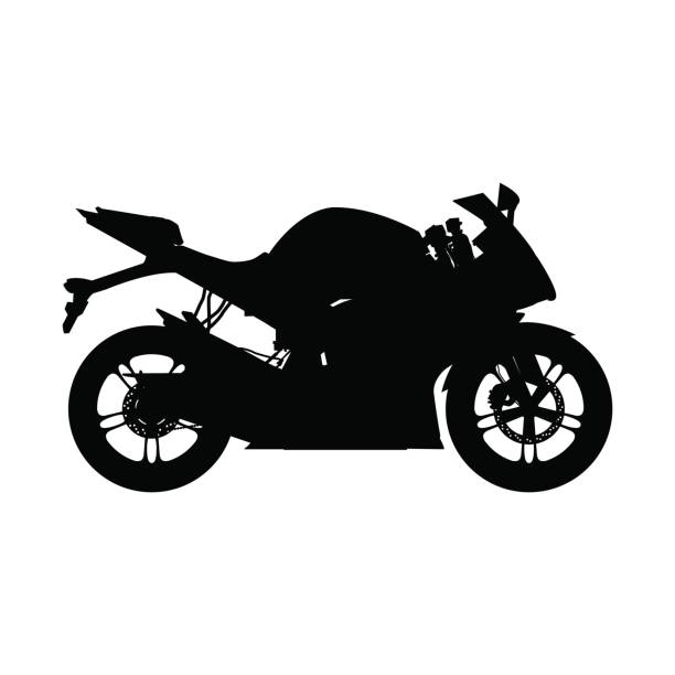 ilustraciones, imágenes clip art, dibujos animados e iconos de stock de motocicleta, silueta bicicleta deportiva - motorcycle engine brake wheel