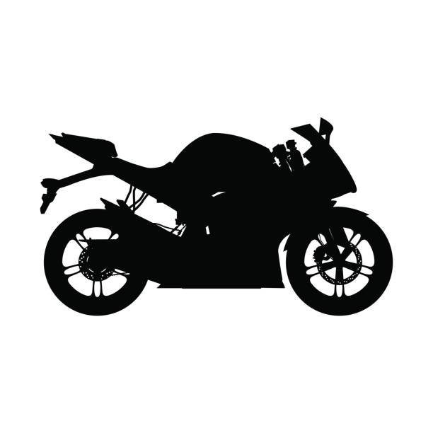 illustrations, cliparts, dessins animés et icônes de moto, silhouette sport bike - motorcycle engine brake wheel