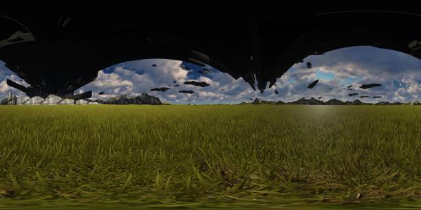 istock 360° panorama of an Alien invasion sky 685042784