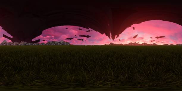 istock 360° panorama of an Alien invasion sky 685043918