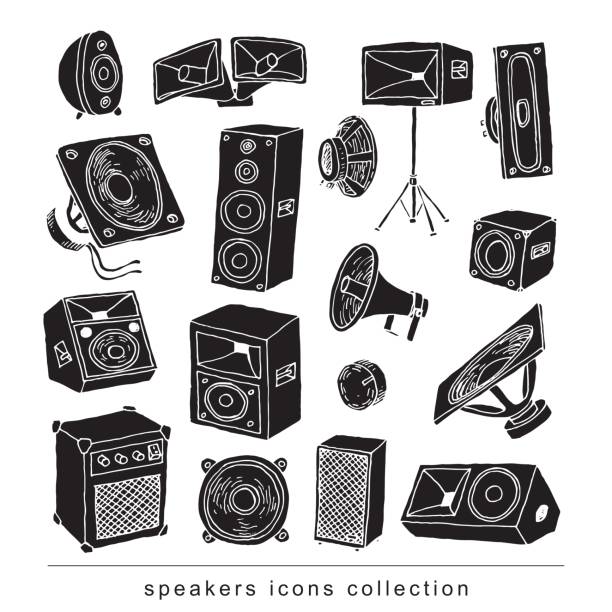 illustrations, cliparts, dessins animés et icônes de icône de haut-parleur. illustration vectorielle. - amplificateur
