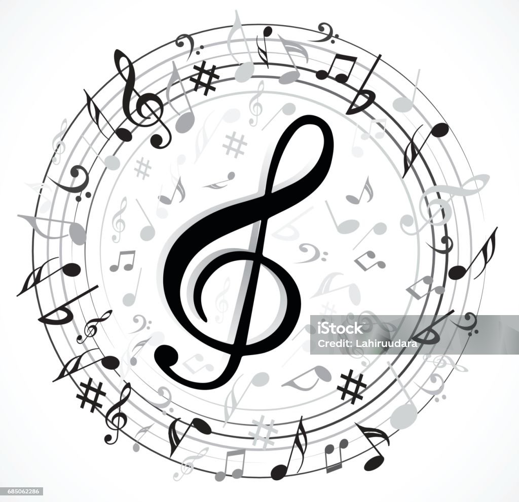 Music Note Background Music Note Background with Different Music Symbols Music stock vector