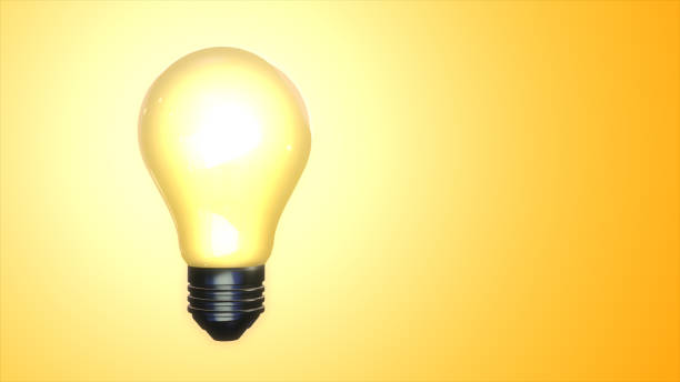 istock Glowing light bulb isolated on yellow gradient background with copy space 3D illustration 685063016