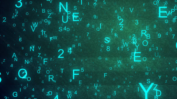 istock Alphabet letters and numbers randomly thrown in space creating an abstract digital background with noise and distortion 685063082