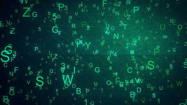 istock Alphabet letters and numbers randomly thrown in space creating an abstract digital background with noise and distortion 685063116