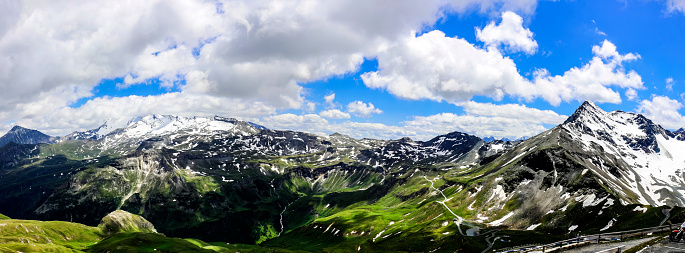 Mountain landscape along the road to Stelvio pass, Bolzano province, Trentino-Alto Adige, Italy, at summer.
