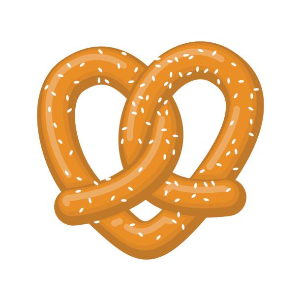 ilustraciones, imágenes clip art, dibujos animados e iconos de stock de pretzel de amor. corazón de snack. signo de amante de la comida. tradicional comida alemana - pretzel german culture food salt