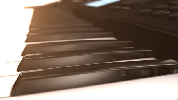楽器シンセサイザーのキーのクローズ アップ - piano piano key orchestra close up ストックフォトと画像
