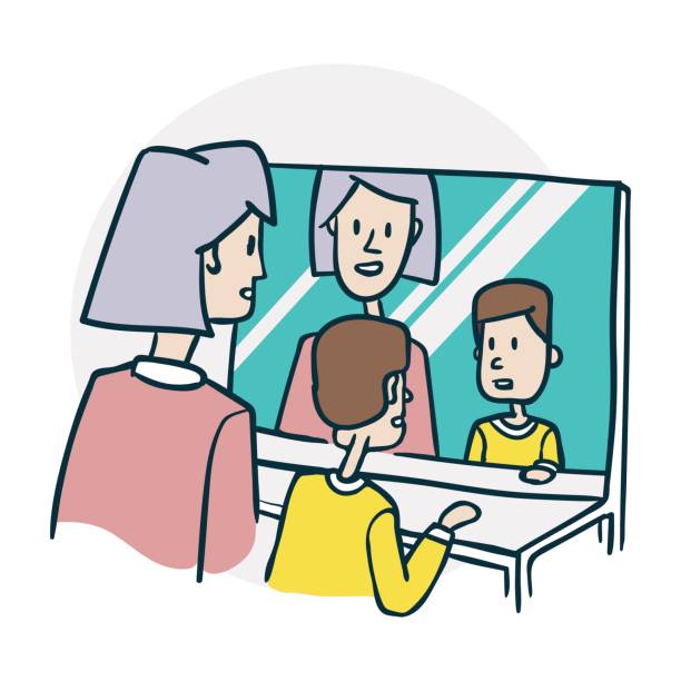 Woman And A Boy At A Mirror Practice Their Speech Stock Illustration -  Download Image Now - Speech Therapy, Child, Icon - iStock