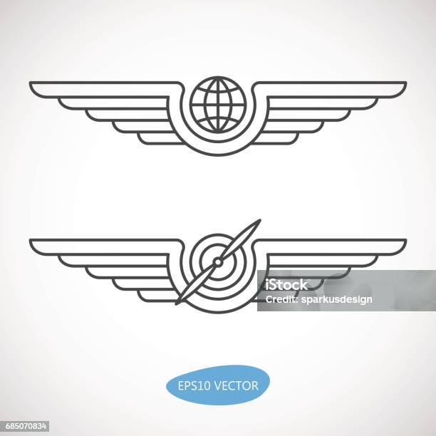 Aviation Emblems Badges And Logo Patches Stock Illustration - Download Image Now - Animal Wing, Pilot, Logo