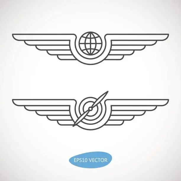 Vector illustration of Aviation emblems, badges and logo patches