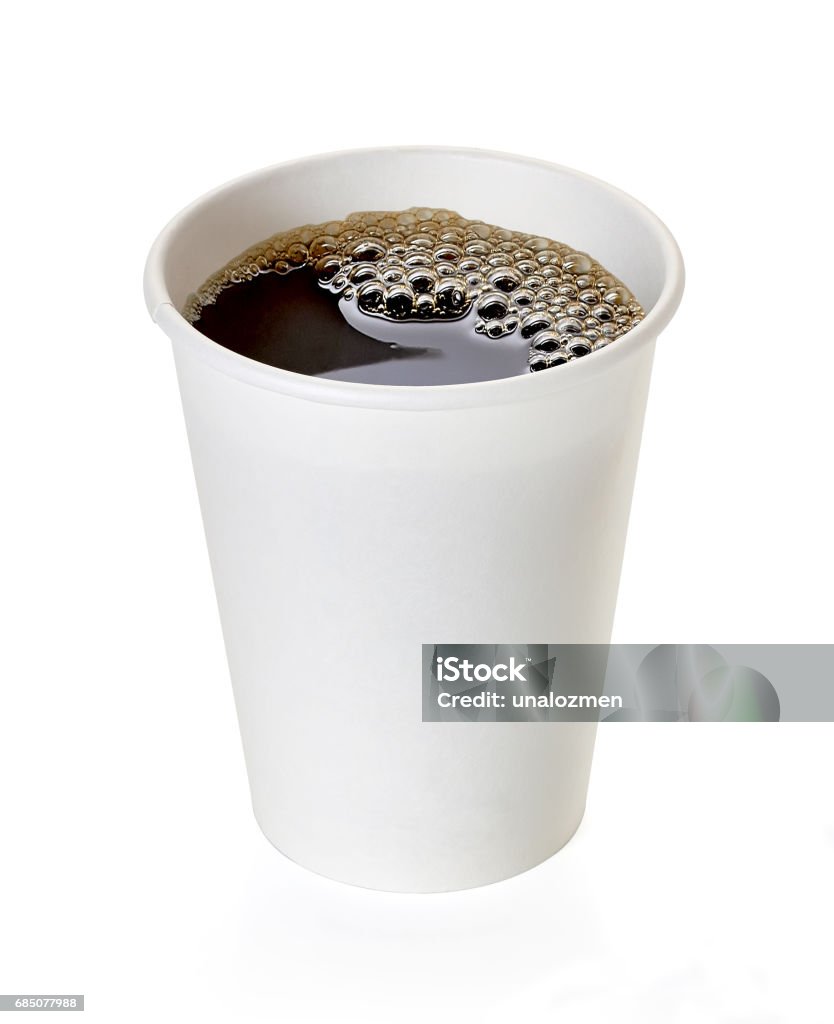 Coffee in takeaway cup Coffee in takeaway cup isolated on white background including clipping path Coffee - Drink Stock Photo