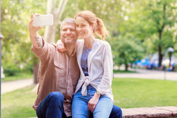 istock Young couple taking a selfie of themselves 685088464