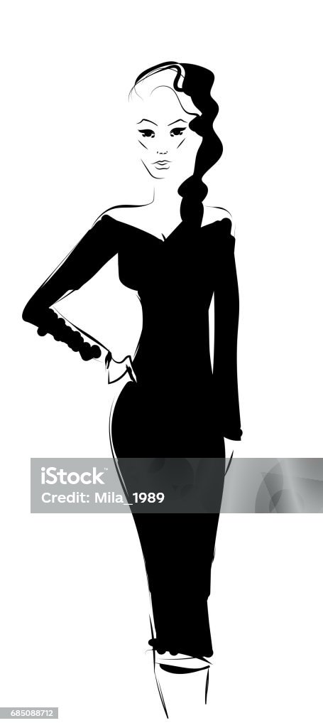 Ilustración de Mujer En Un Vestido Sobre Fondo Blanco Dibujo Dibujado A  Mano y más Vectores Libres de Derechos de A la moda - iStock