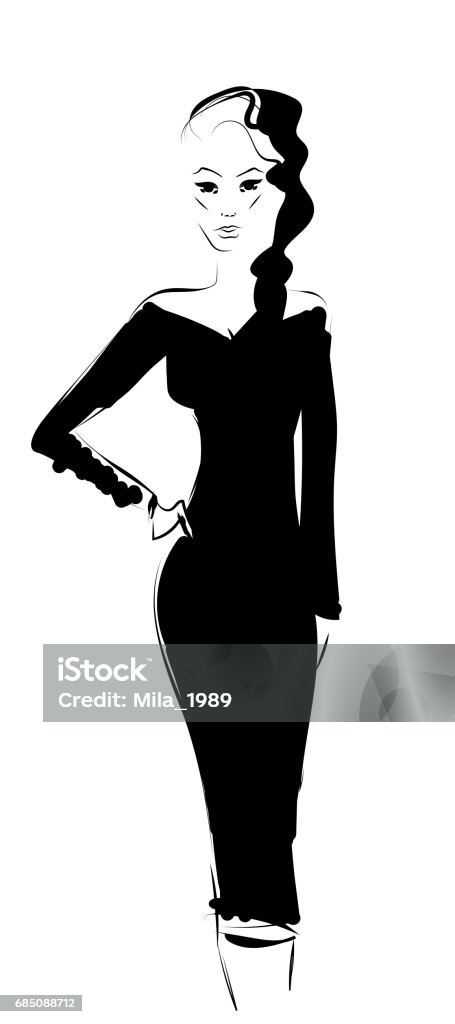 Ilustración de Mujer En Un Vestido Sobre Fondo Blanco Dibujo Dibujado A Mano y más Vectores Libres de Derechos de A la moda - iStock Ilustración de Mujer En Un Vestido Sobre Fondo Blanco Dibujo Dibujado A Mano y más Vectores Libres de Derechos de A la moda - iStock