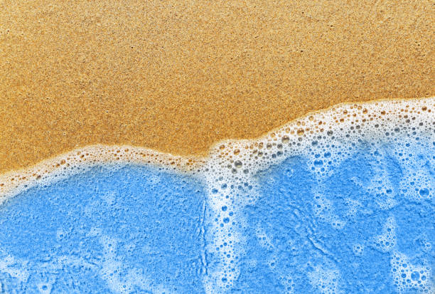 istock Wave of blue ocean on sandy beach. Summer holidays background. 685095056