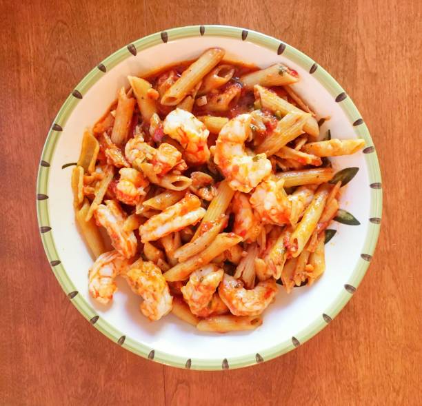 Shrimp and Pasta stock photo