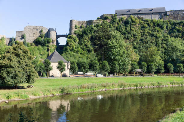 Medieval Castle of Bouillon in Belgian Ardennes BOUILLON, BELGIUM - AUGUST 13, 2016: Medieval Castle of Bouillon in Belgian Ardennes near river Semois ardennes department france stock pictures, royalty-free photos & images