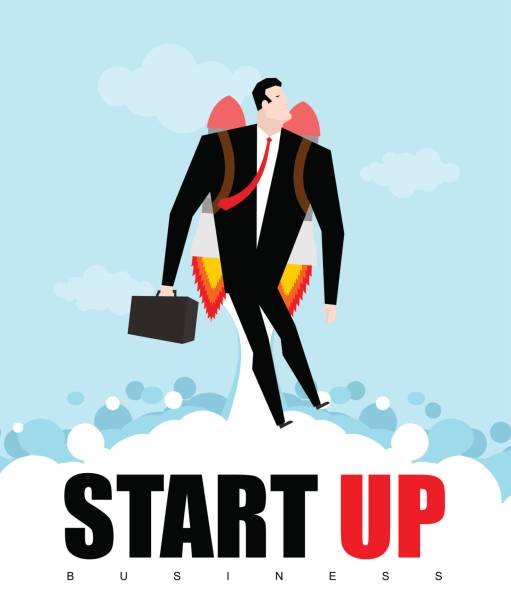 istock Start UP. Businessman jet pack. Manager is on rocket. Business concept. 685150674