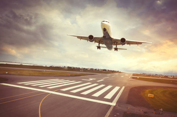 istock Airplane jet landing on the runway 685192684