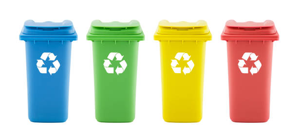 istock Four colorful recycle bins isolated on white background 685203850
