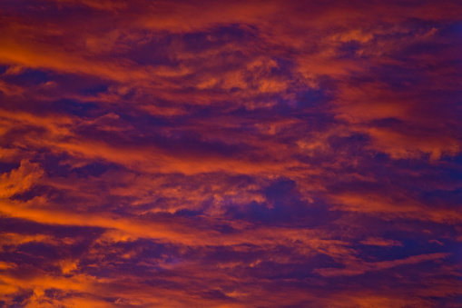 The sunrise clouds in the sky in Kimberley, British Columbia, Canada.