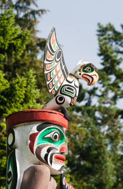 istock Native people totem pole. Handcrafted representation of unique culture. 685212404