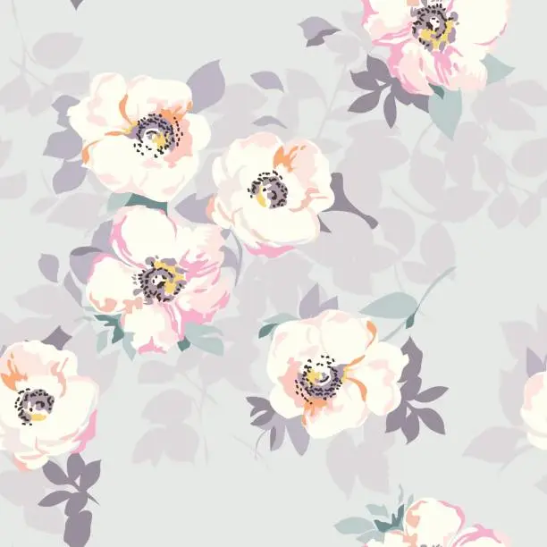 Vector illustration of soft flower print - seamless background