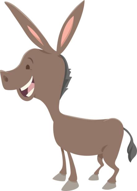 ilustraciones, imágenes clip art, dibujos animados e iconos de stock de carácter animal burro - orejas de burro