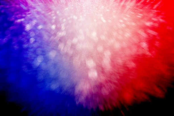 Patriotic Red White and Blue Fireworks Party Background Abstract patriotic red white and blue sparkle explosion burst background for party celebration, July exploding fireworks blast, memorial, freedom, sale, labor day and independence french flag stock pictures, royalty-free photos & images