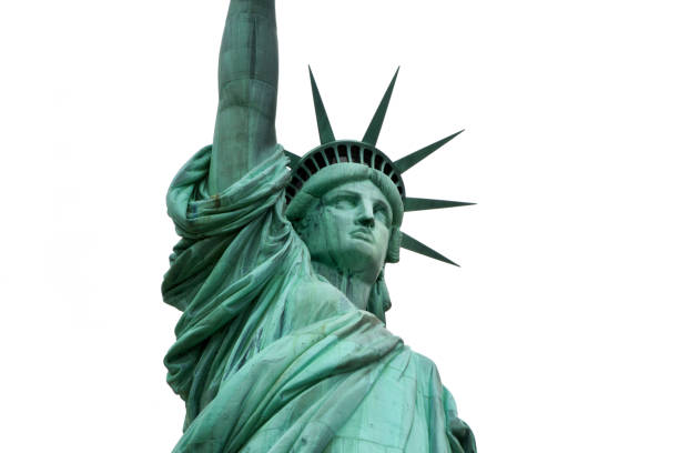 화이트에 격리 하는 자유의 여 신상 - replica statue of liberty 뉴스 사진 이미지